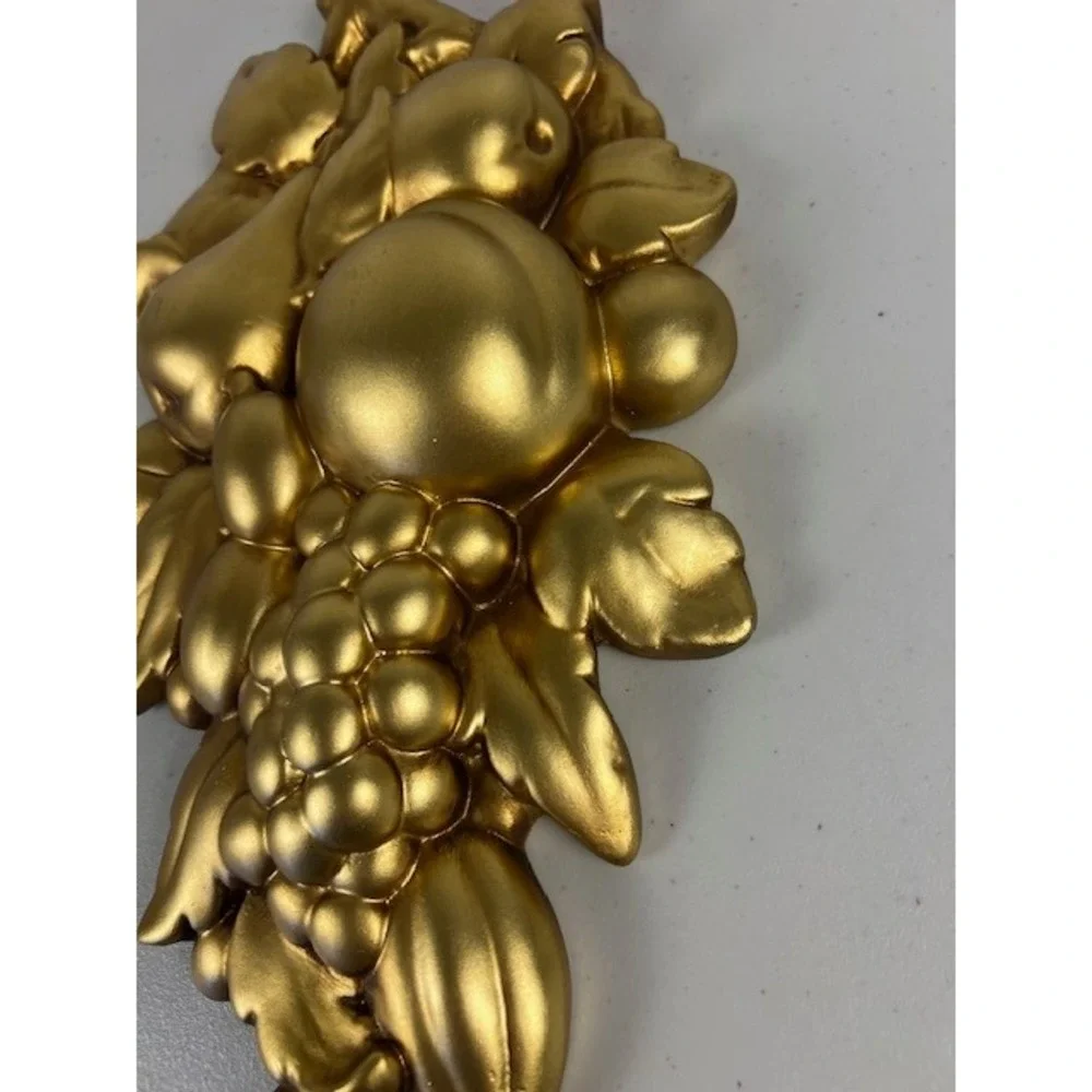 Vintage Roman Art Co Gold Fruit Wall Chalkware Resin Plaque Mid‎ Century 14 Inch